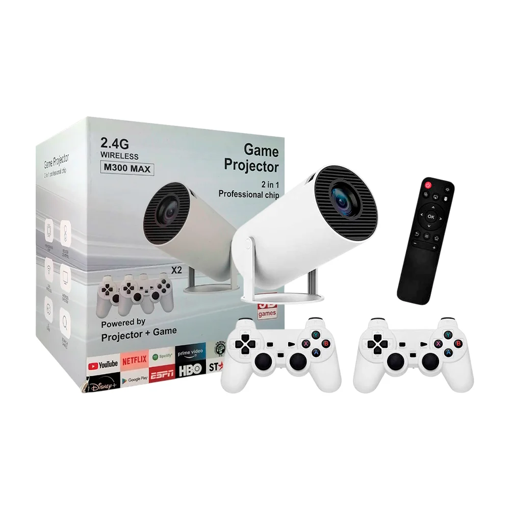Mini proyector portátil inteligente 2en1 con videojuegos + 2 controle…