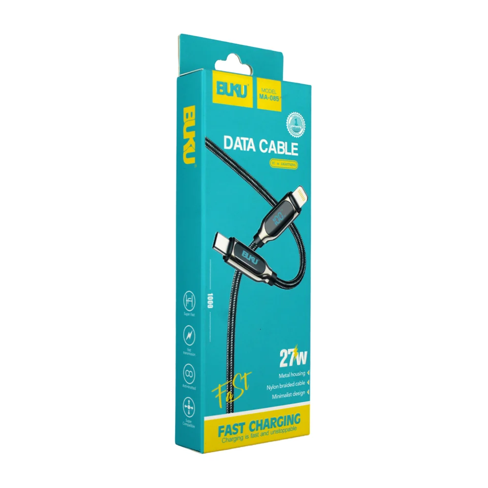 Cable buku de 1 metro con entradas tipo c a lightning de 27 watts, fa…