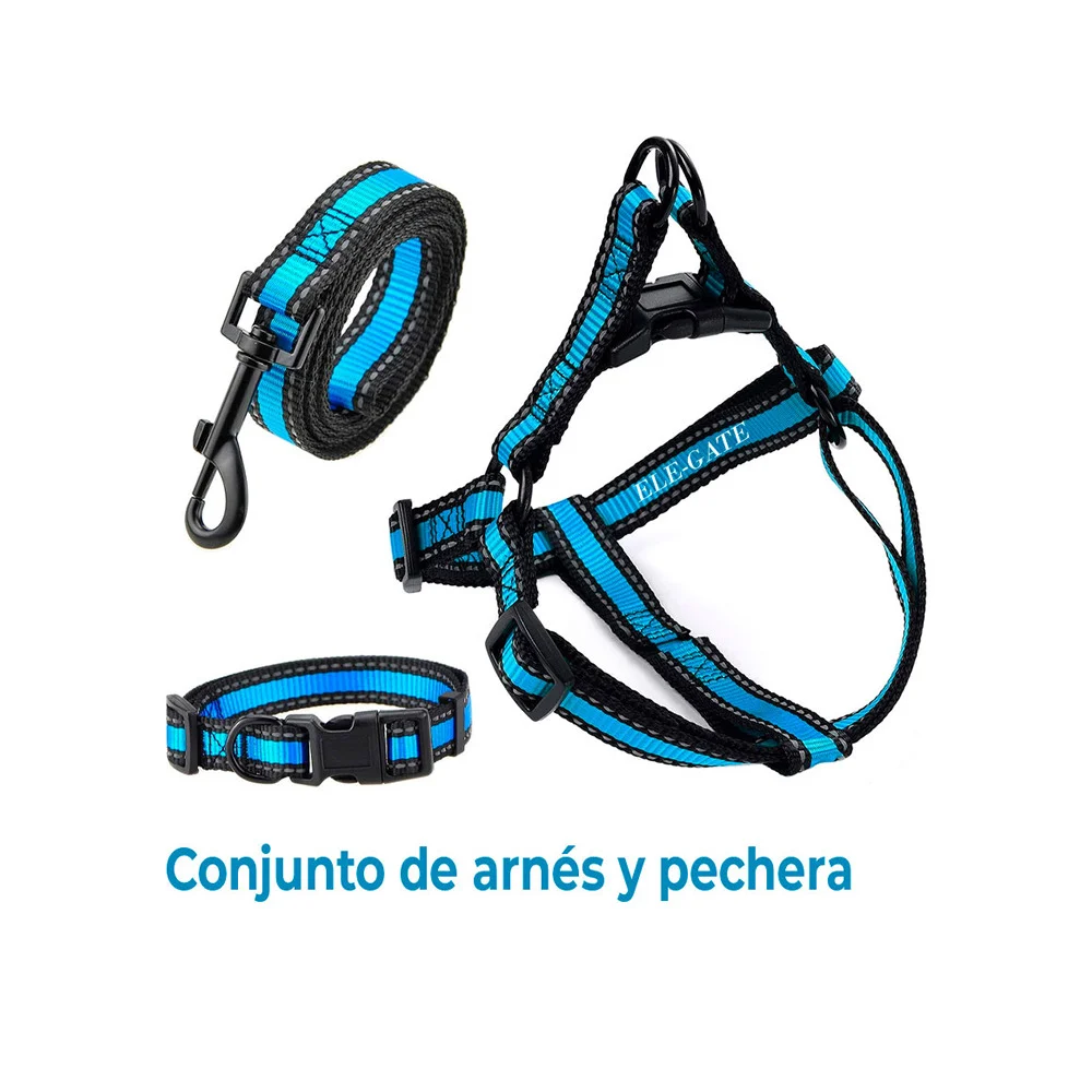 Juego de arnés con correa para mascotas pequeño de tela con franjas r…