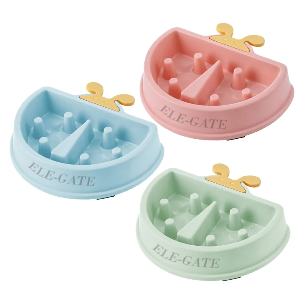 Plato antiasfixia en forma de semicírculo con detalle de perrito, var…