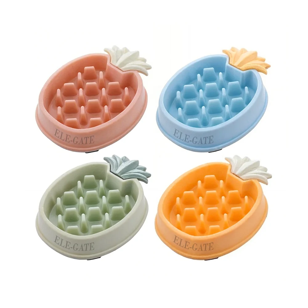 Plato mediano de 26cm anti asfixia en forma de piña para mascota, var…