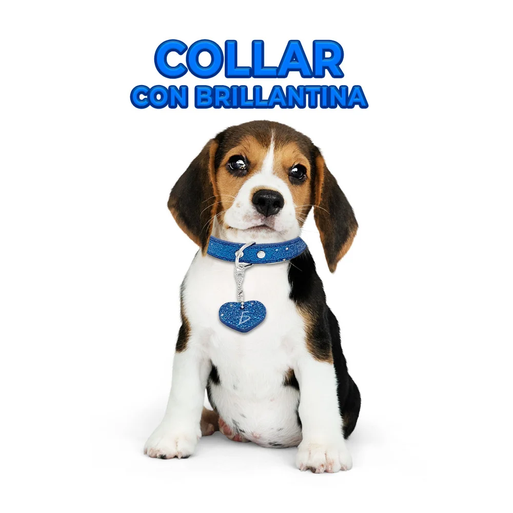 Collar ajustable para mascotas con brillantina y dije de corazón tall…