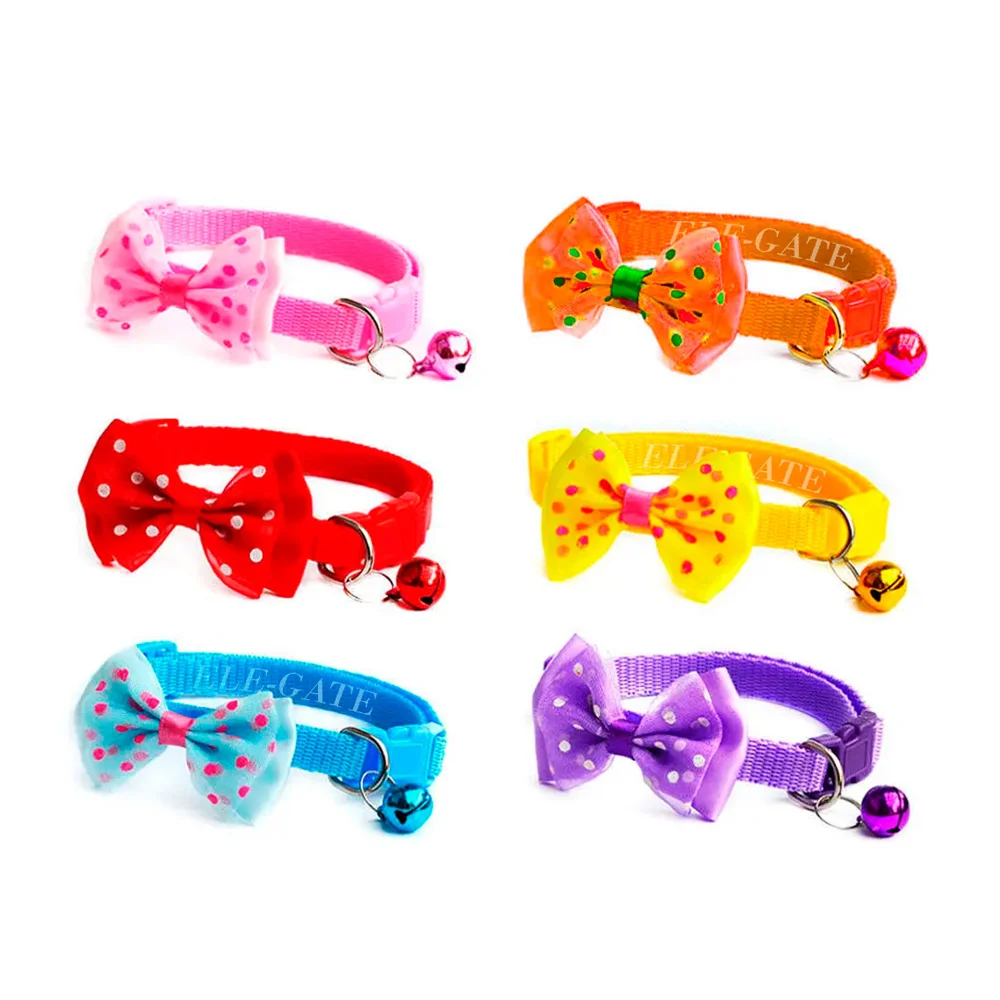 Collar pequeño ajustable para mascotas con moño de lunares, variedad …