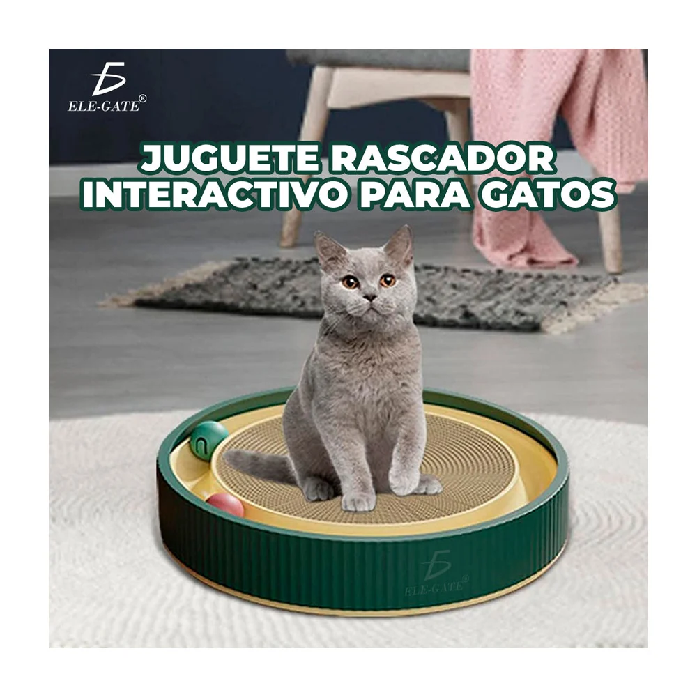 Juguete almohadilla rascadora para gatos interactiva con 2 mini pelot…
