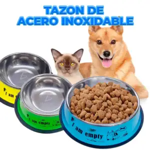 Plato chico ele-gate de acero inoxidable de 16cm para mascotas, varie…