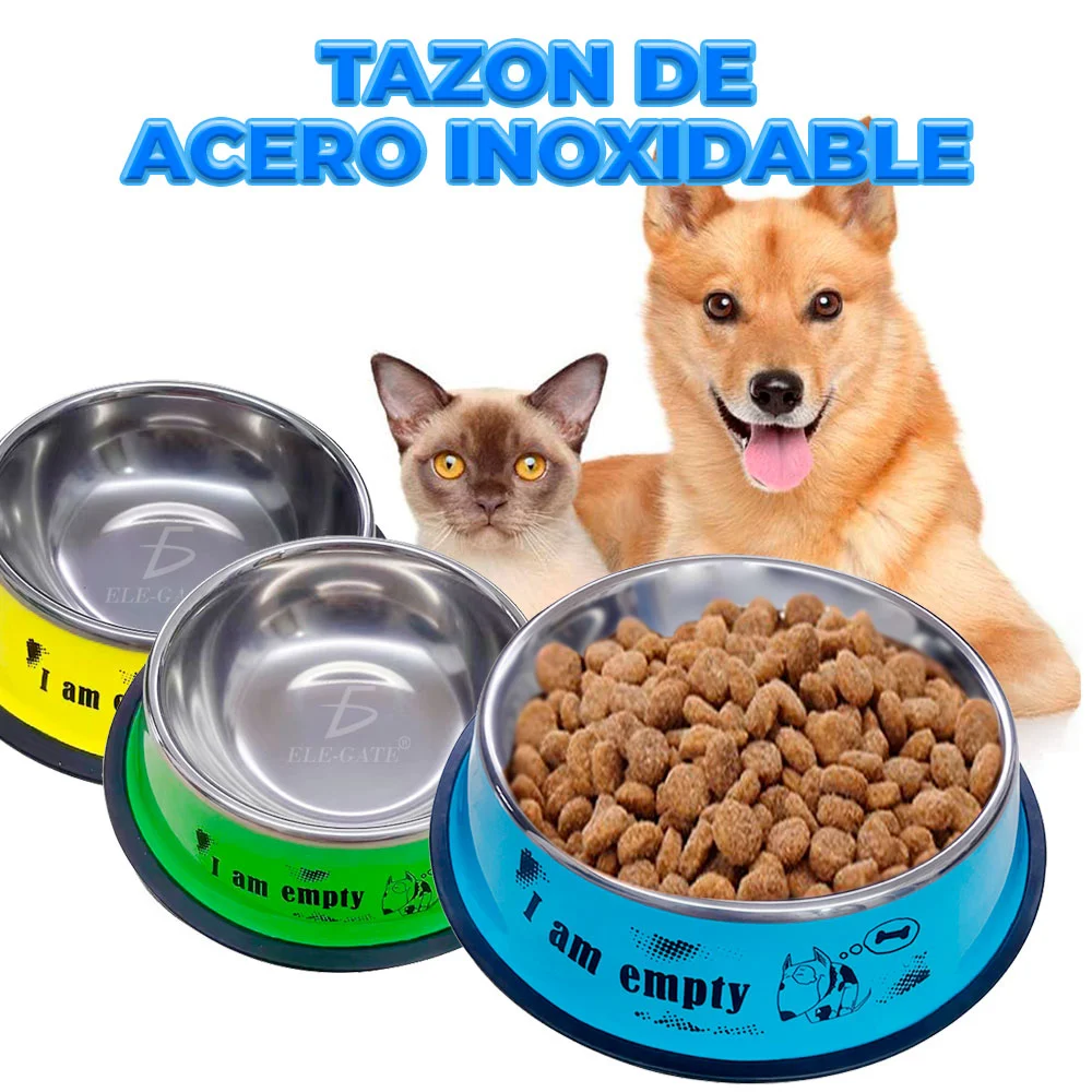Plato chico ele-gate de acero inoxidable de 16cm para mascotas, varie…