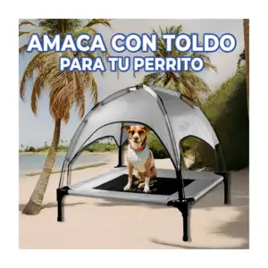 Cama tipo hamaca portátil con toldo anti rayos uv para perros