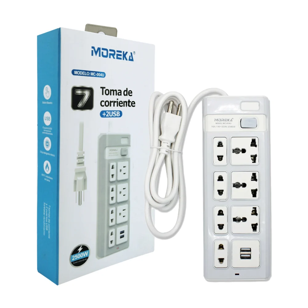 Barra multicontacto moreka con 7 enchufes tomacorrientes y 2 puertos …
