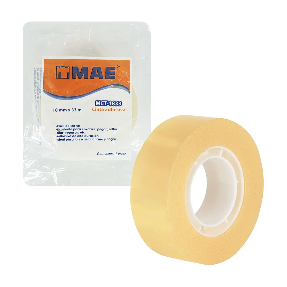 1pza Cinta adhesiva transparente mae, 18mm x 33m / mct-1833