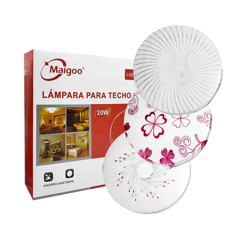 Lámpara led para techo con luz blanca, diseño redondo con estampado 2…