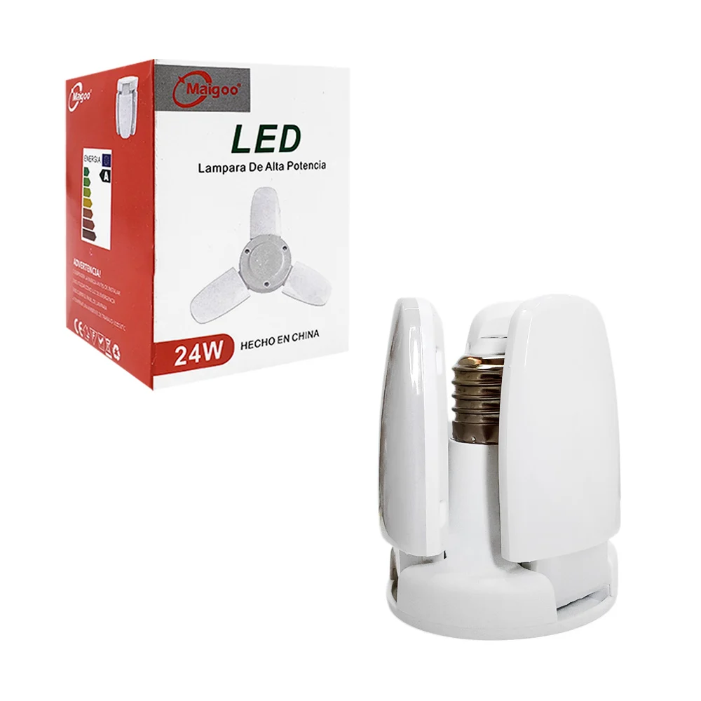 Foco led plegable en forma de ventilador con 3 aspas de luz blanca 24…