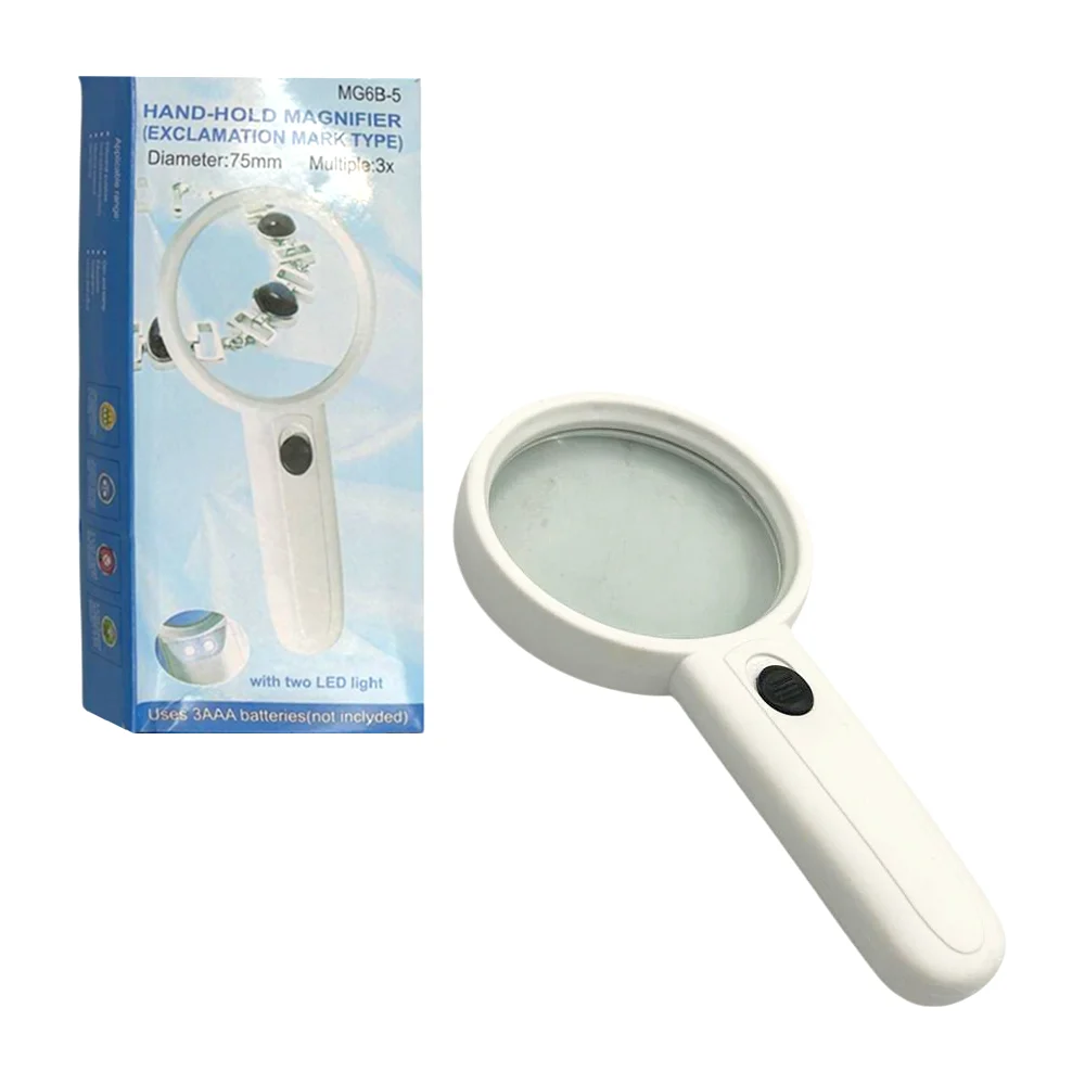 Lupa de mano con luz led, lente de 7.5cm y aumento 3x / hand-hold mag…