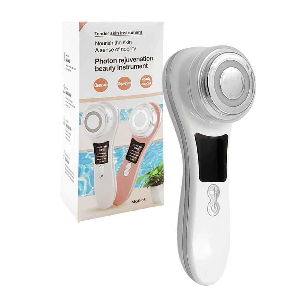 1pza Masajeador facial ultrasónico de fototerapia recargable, con ilu…