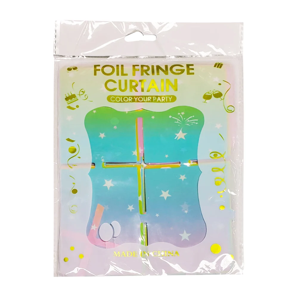 Cortina foil fringe curtain tipo cuadrada multicolor con estrellas / …