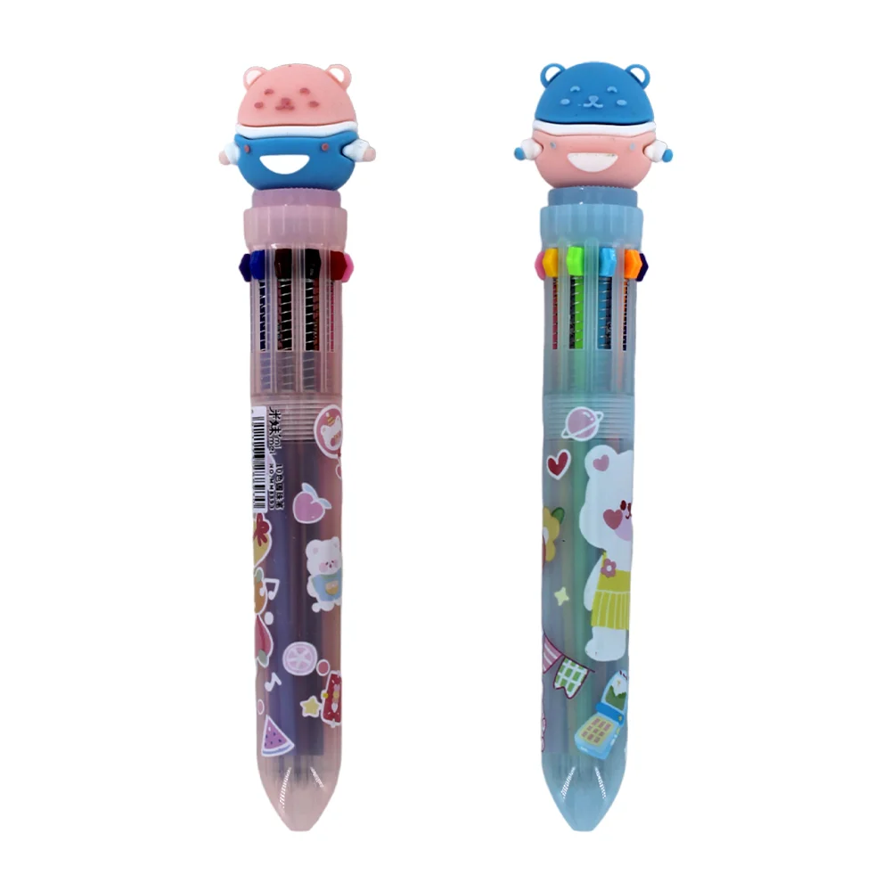 Pluma de 10 colores intercambiables con diseño de oso, variedad de co…