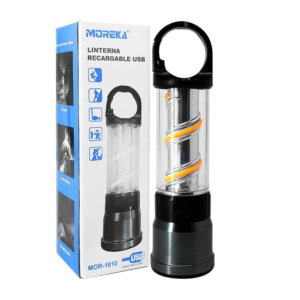 Lámpara linterna moreka recargable con diseño espiral, luz blanca y c…