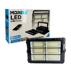 Foco proyector moreka con panel solar, 400w, 8000mah / mor-2302b