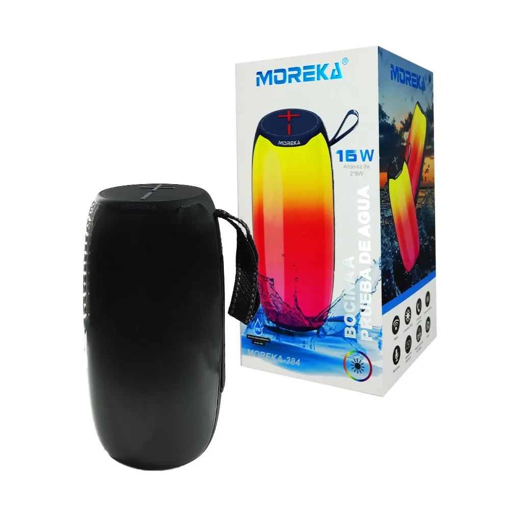 Bocina cilíndrica bluetooth con luces led rgb y mini correa, variedad…