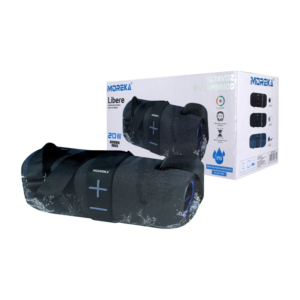 Bocina cilíndrica bluetooth con luces led y correa, variedad de color…