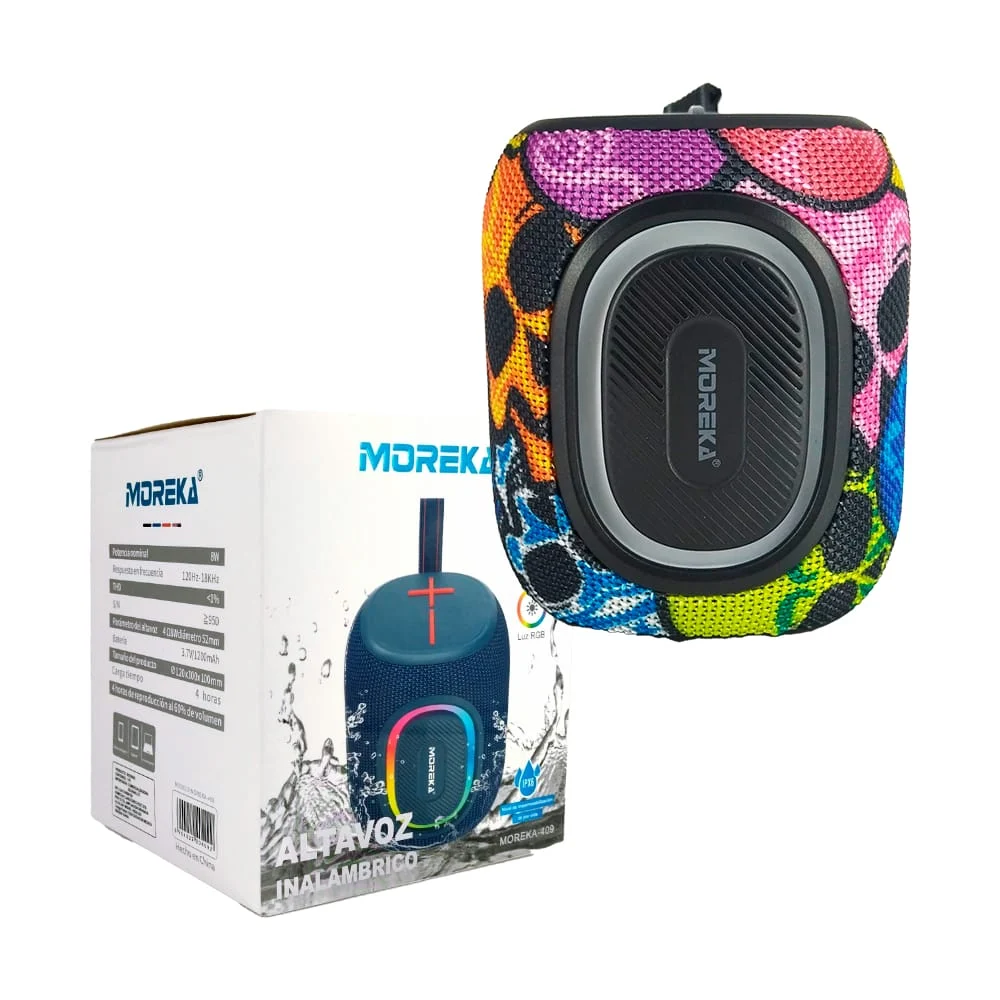 Bocina pequeña inalámbrica bluetooth portátil con luz rgb + entrada t…