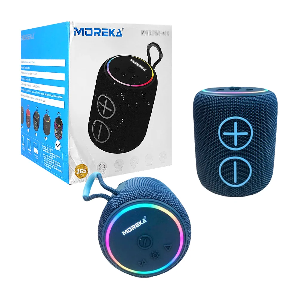 Bocina moreka bluetooth cilíndrica portátil con luz rgb, entrada para…