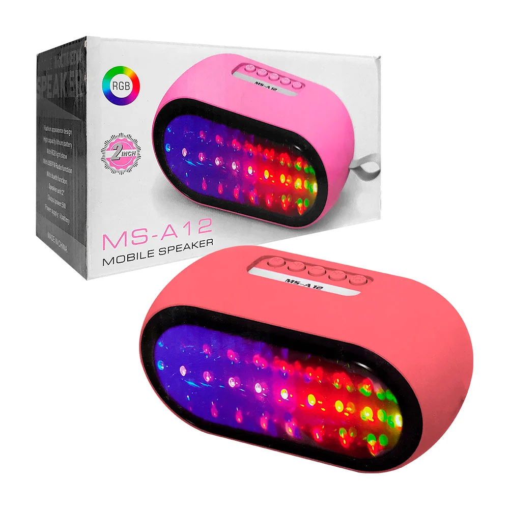 Bocina bluetooth ovalada luces RGB con efecto infinito, entrada SD, U…