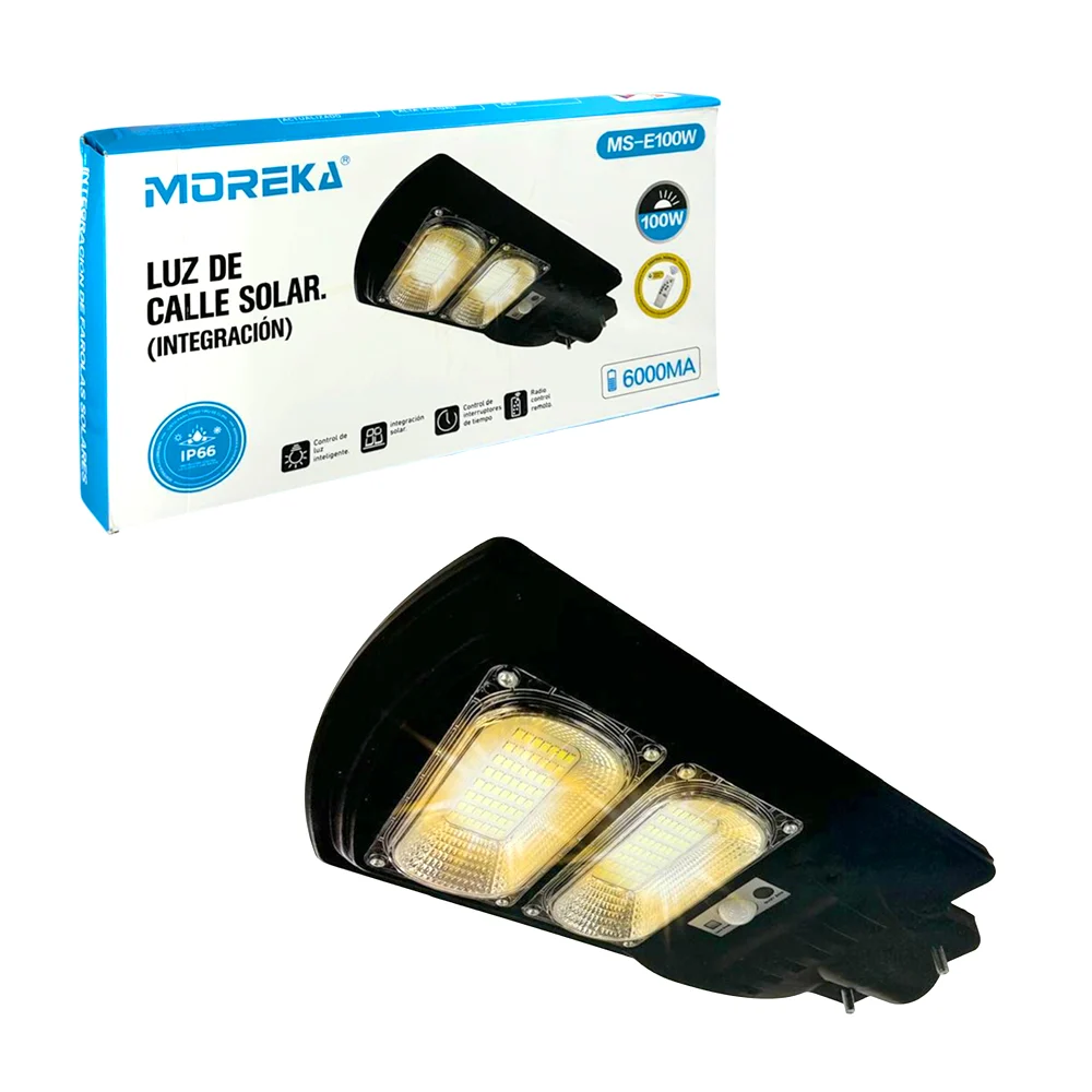 Lámpara de calle led moreka montable de 6000mah con paneles solares y…