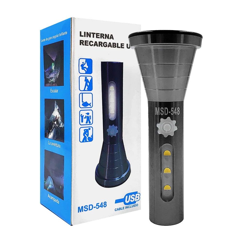 1pza Linterna recargable, de mano, con iluminación lateral, variedad …