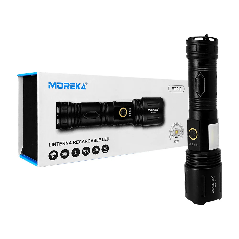 Lámpara linterna moreka recargable portátil con 3 modos de luz blanca…