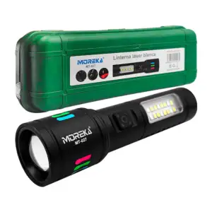 Linterna láser de mano recargable led con zoom ajustable, panel later…
