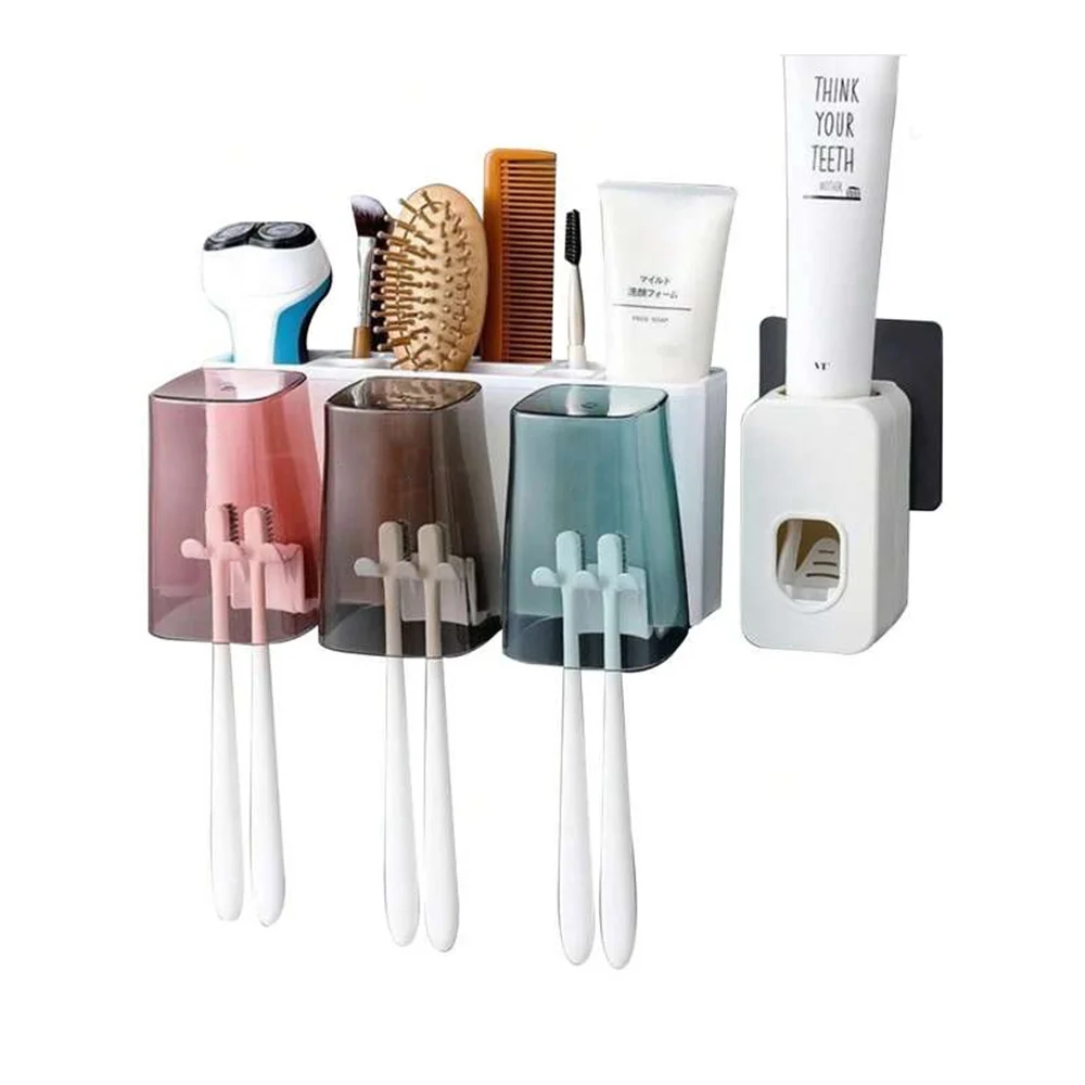 Soporte de pared para almacenamiento de cepillos de dientes + 4 vasos…
