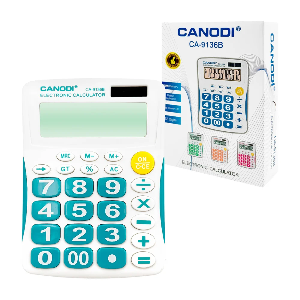 Calculadora electrónica de 12 dígitos y teclas grandes de plástico, v…