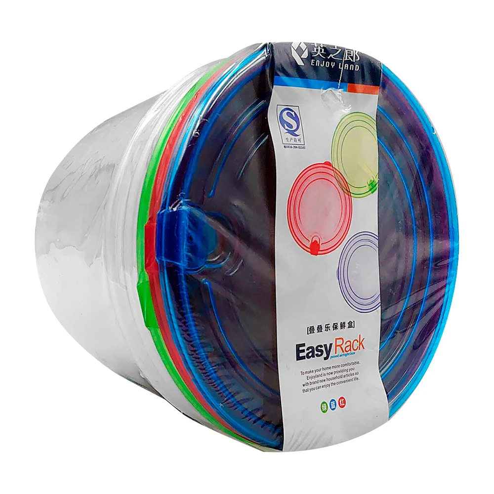 Set de 3 tuppers recipientes circulares con tapa, variedad de colores…