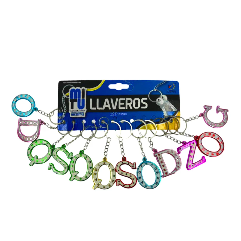 Paquete con 12 llaveros en forma de letra con estampado frase love, v…