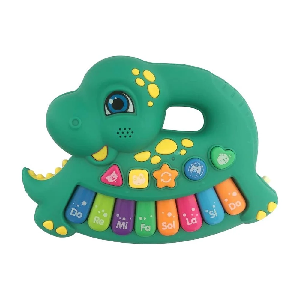 Piano interactivo de juguete en forma de dinosaurio con luz y sonido,…