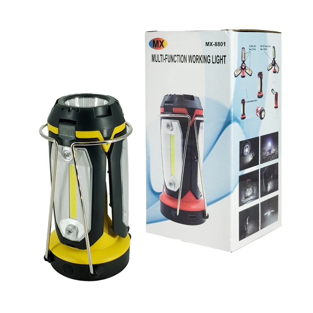 Lámpara recargable portátil multifuncional plegable con 3 aspas y luz…