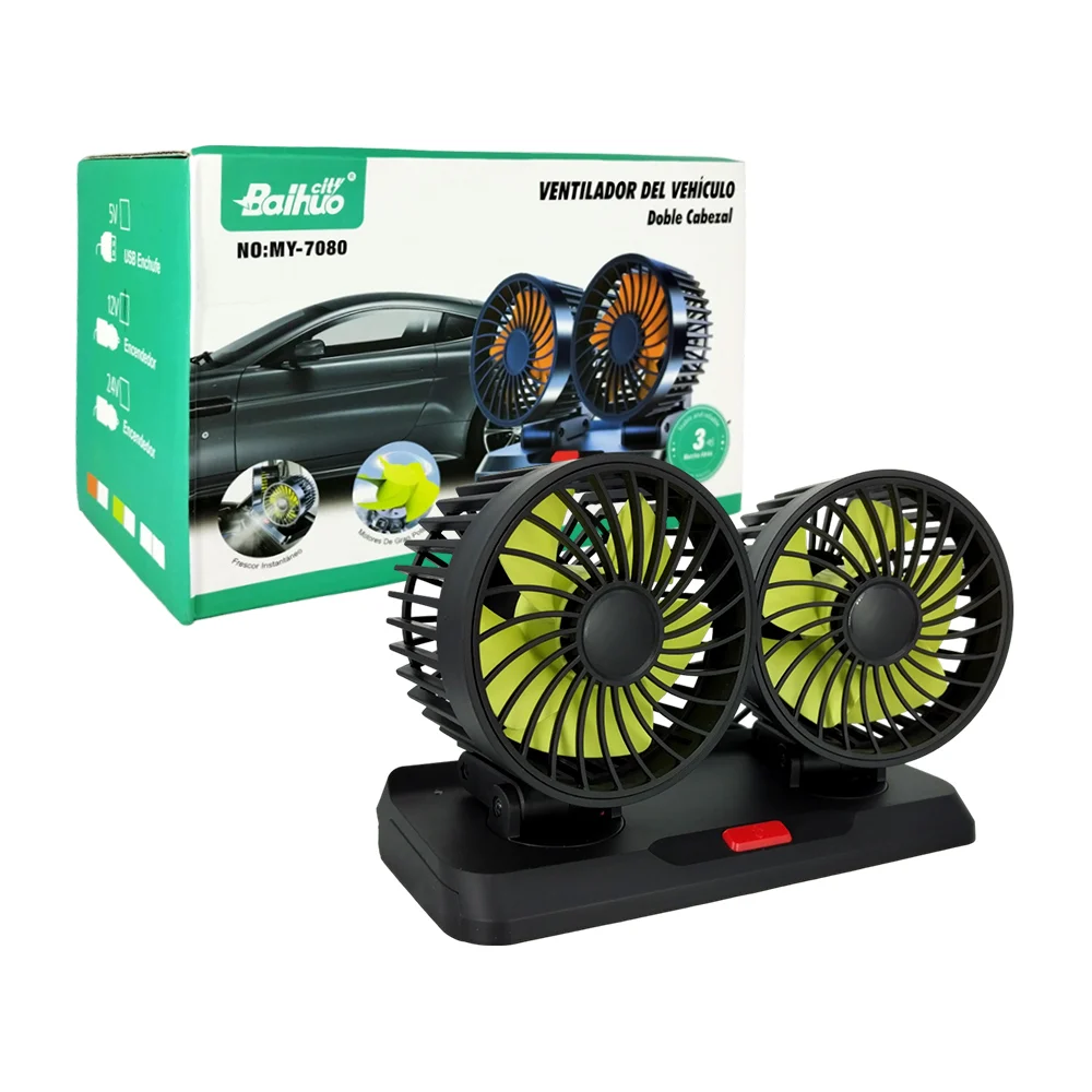 Ventilador portátil para vehículo con doble cabezal, variedad de colo…