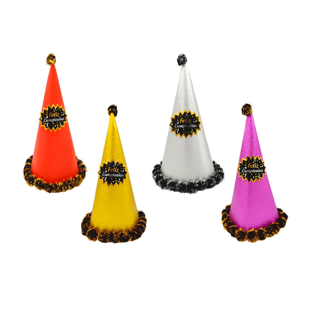 1pza Gorro diamantado para fiesta con frase Feliz cumpleaños y pompon…