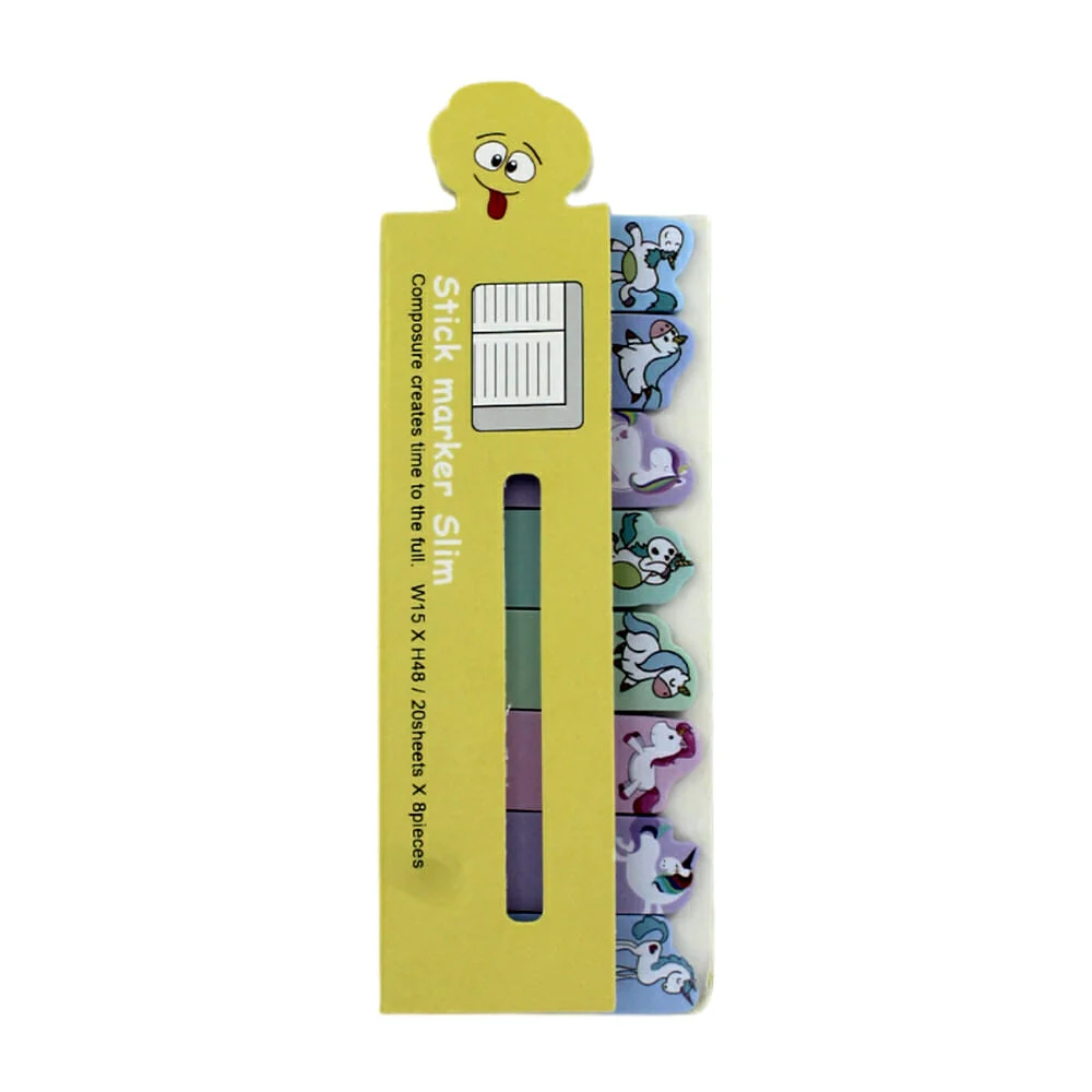 Blíster con 8 pos-it / notas adhesivas con diseño de unicornio, stick…