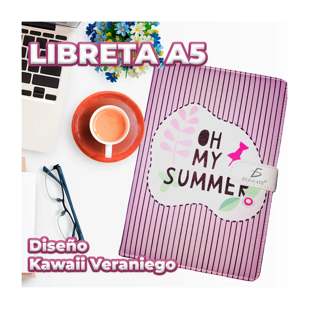 Libreta cuaderno estilo coquete con diseño kawaii + forro acolchado y…