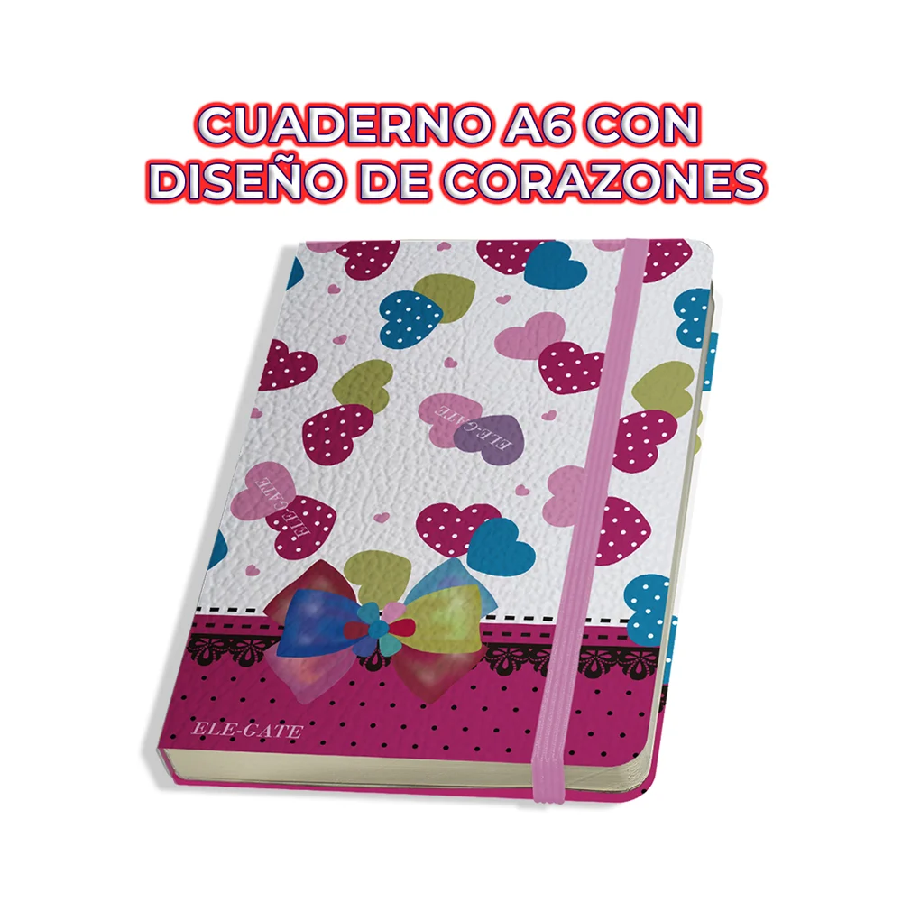 Libreta cuaderno estilo coquete con 75 hojas de raya y estampado de c…