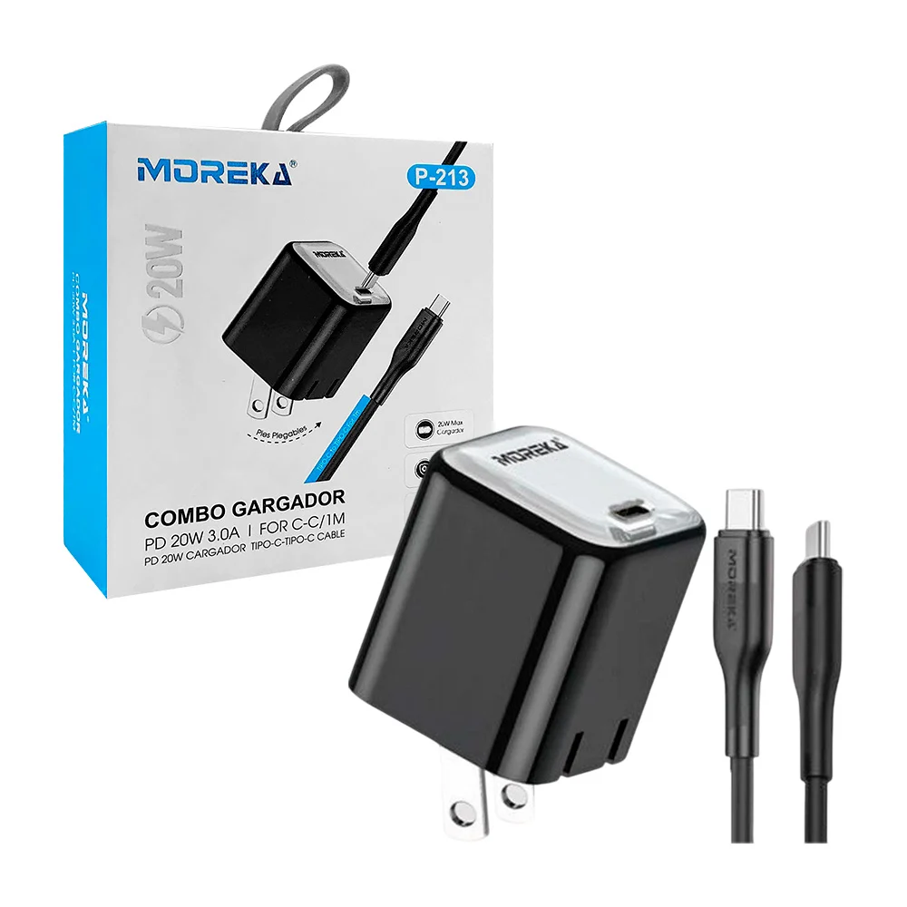Combo cargador de 20w bicolor con cable tipo c y cubo cargador con en…
