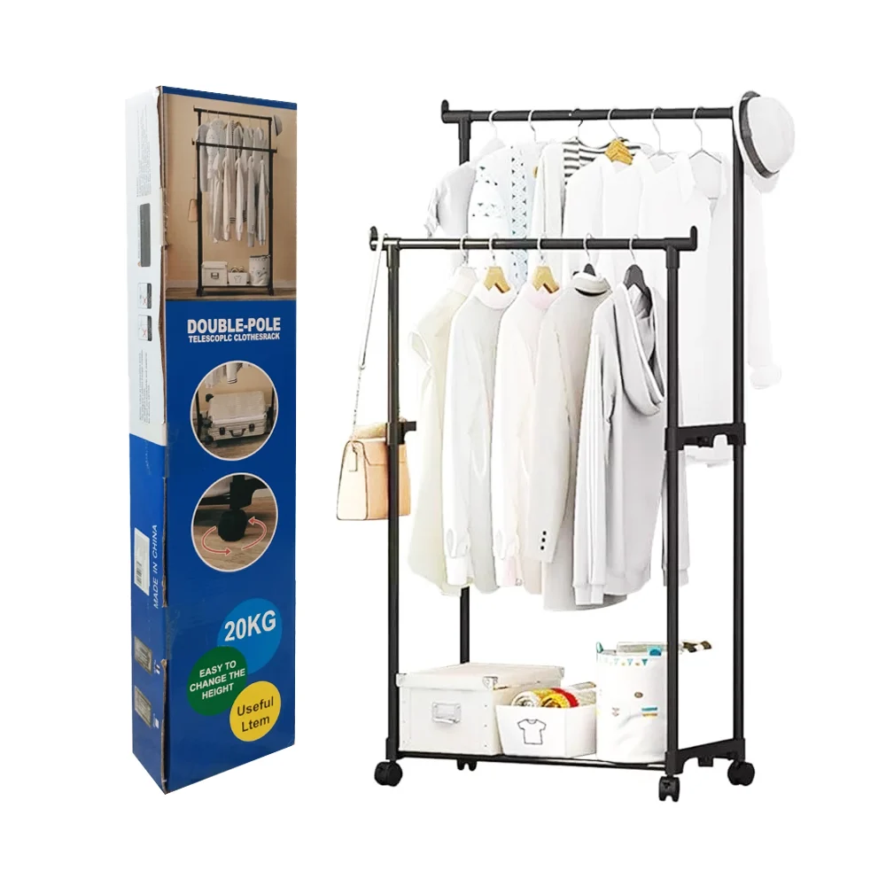 Organizador closet multifuncional de 2 niveles con 3 tubos para la ro…