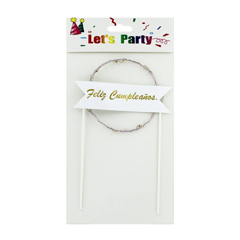 1pza Cake topper con letrero feliz cumpleaños y mini serie de luz / l…