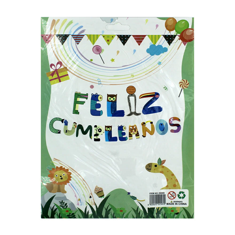Banner - letrero móvil, de Feliz cumpleaños, con temática de animales…
