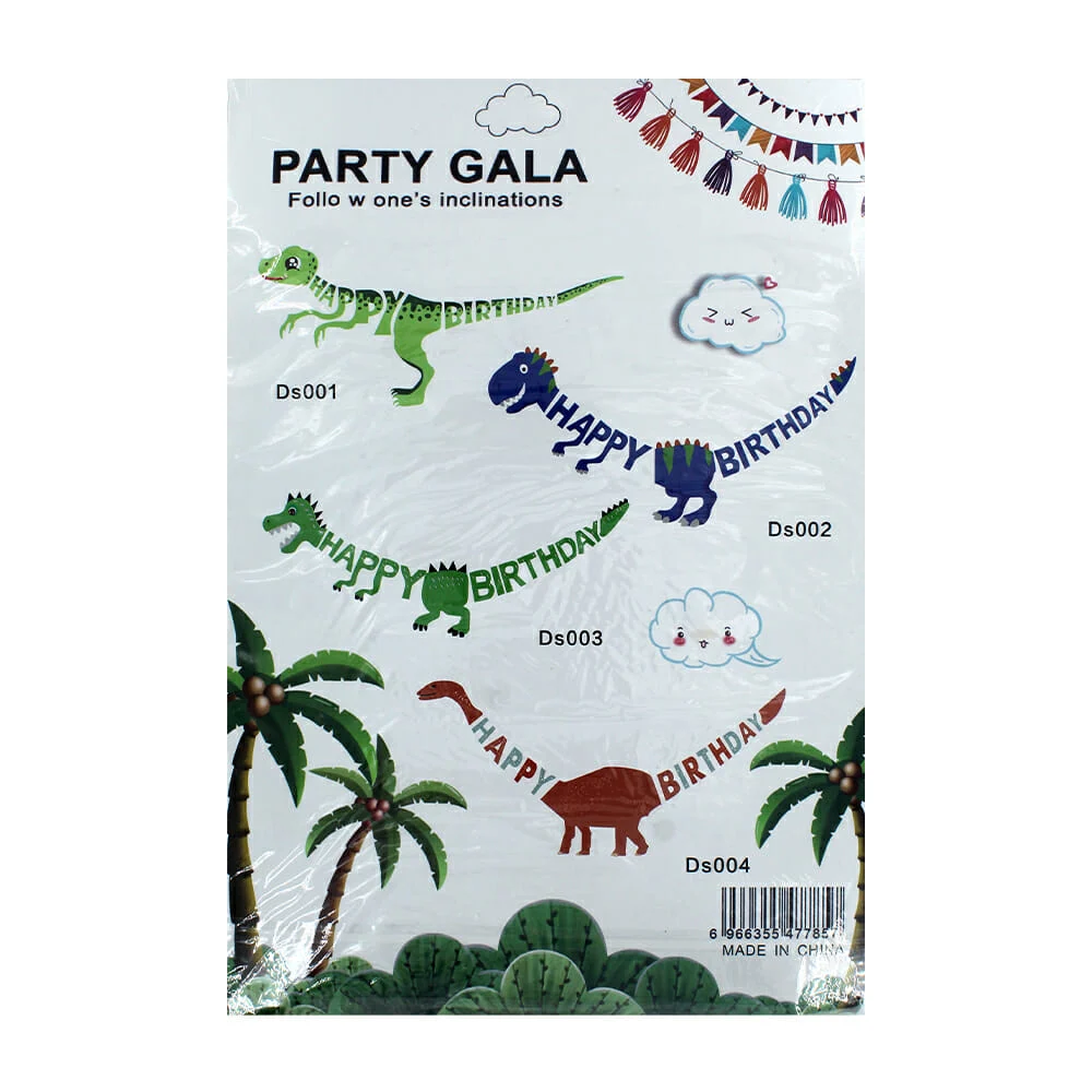 Banner letrero móvil happy birthday con diseño de dinosaurios, varied…