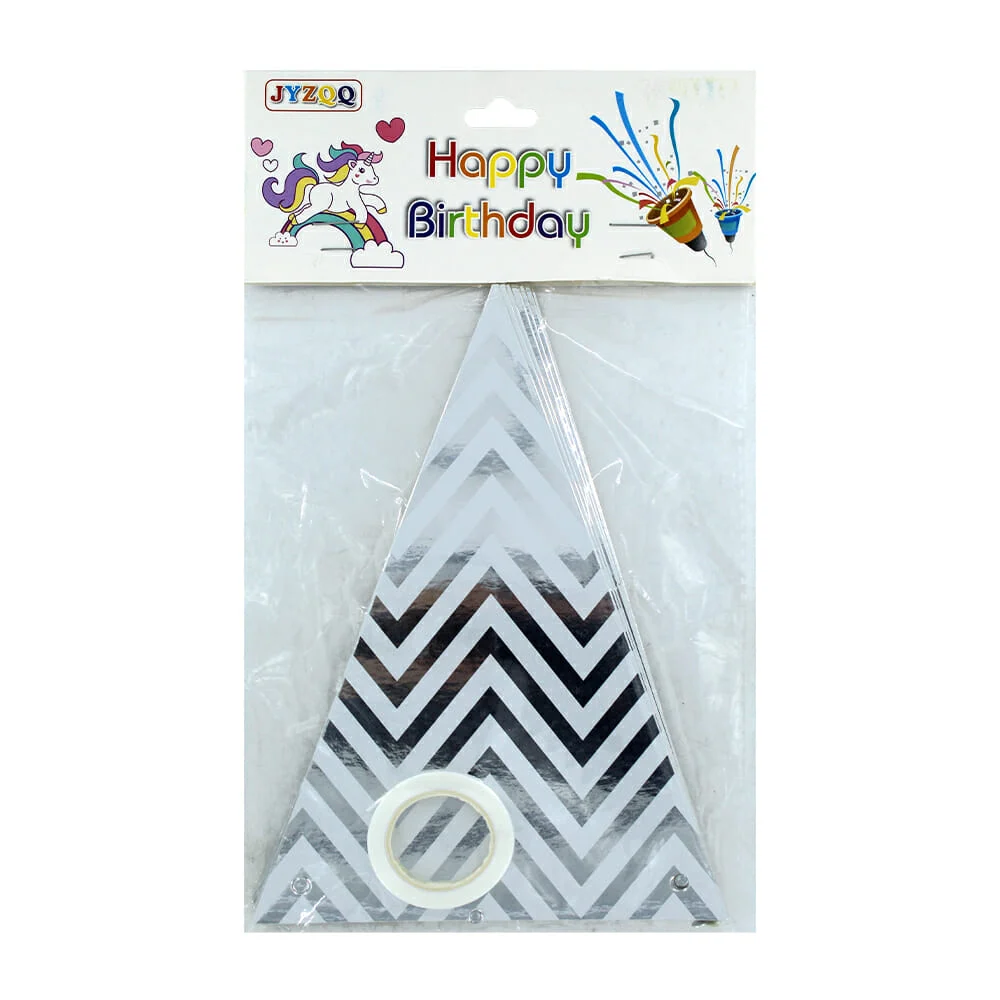 Banner banderín triangular con efecto metálico, variedad de diseños /…