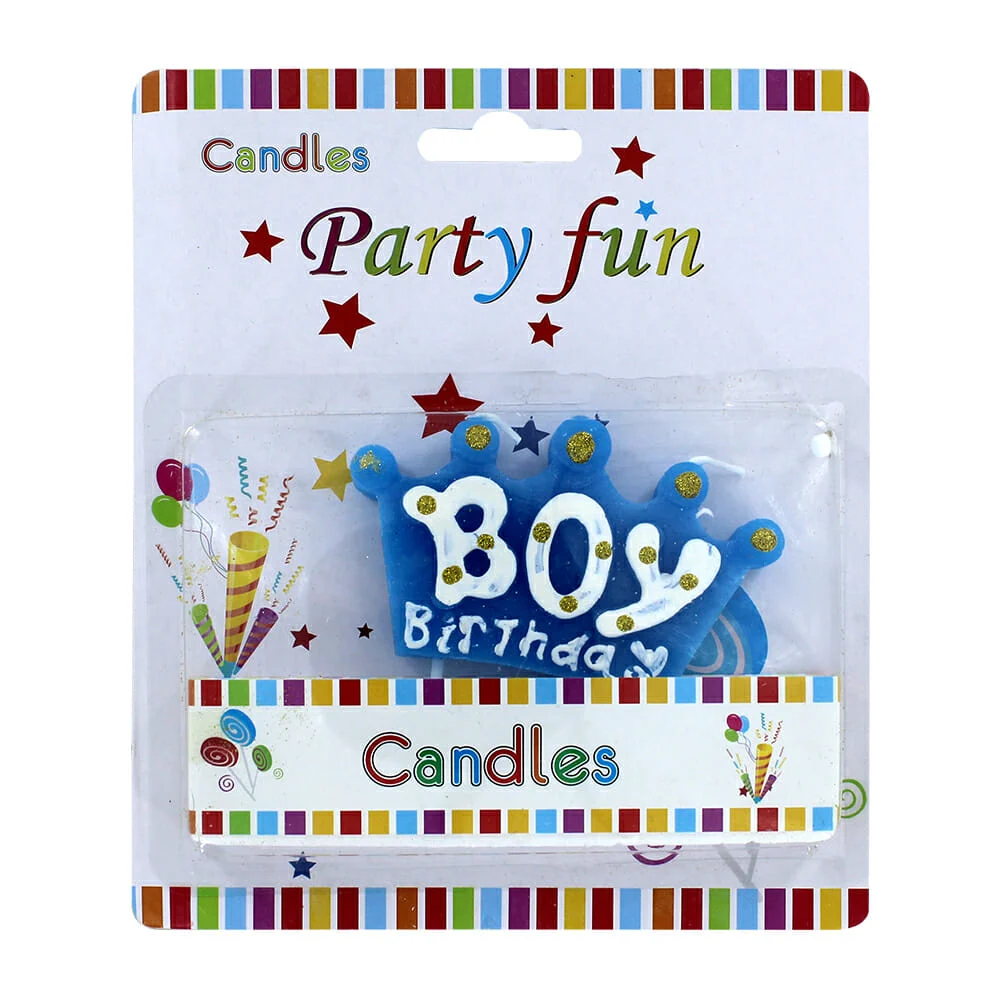 Vela en forma de corona con frase boy birthday o girl birthday para p…
