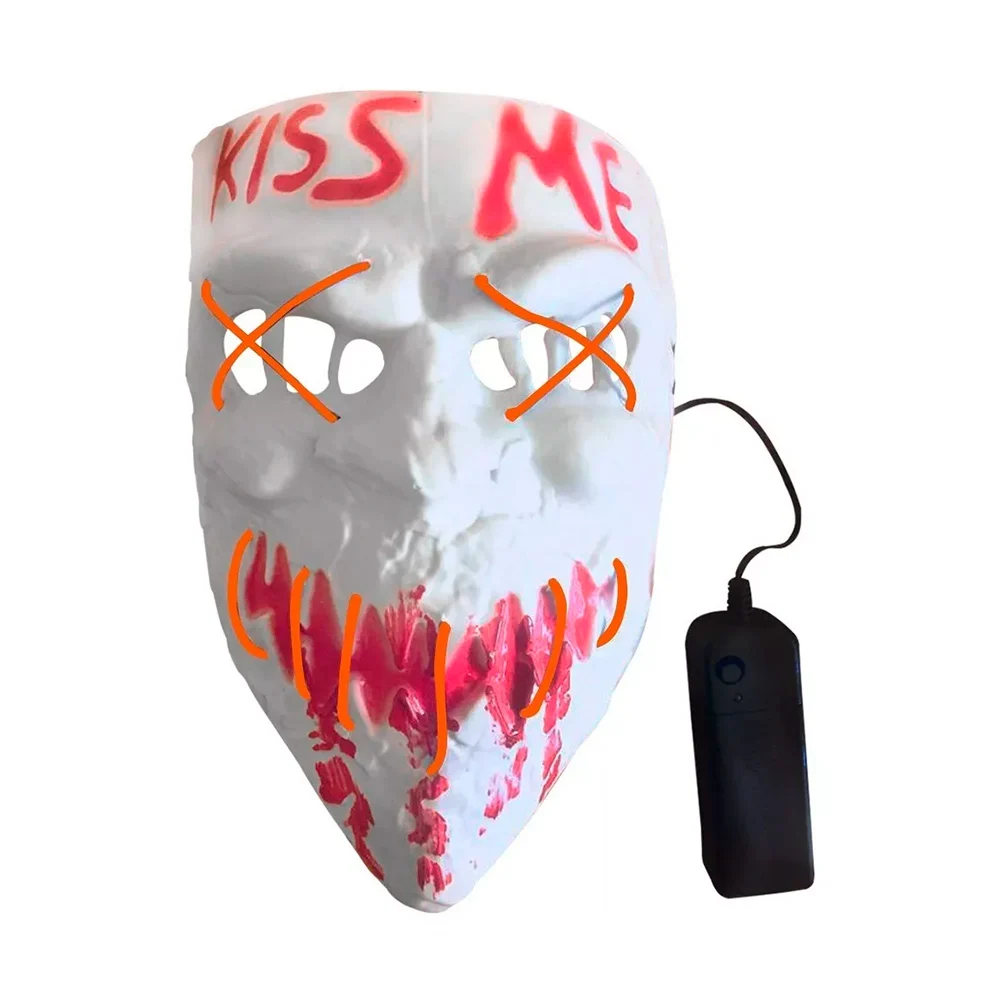 1pza Máscara led con diseño aterrador y frase kiss me, variedad de co…