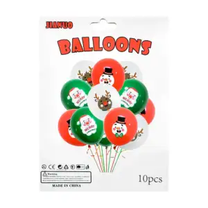 Paquete 10 globos de látex decorativos con diseño de personajes navid…